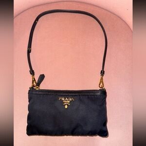 Prada Black Mini Shoulder Bag with Gold Hardware